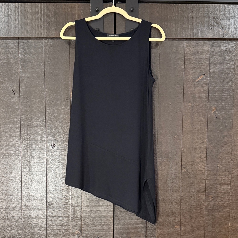 Eileen Fisher Asymmetrical Black Tank Top